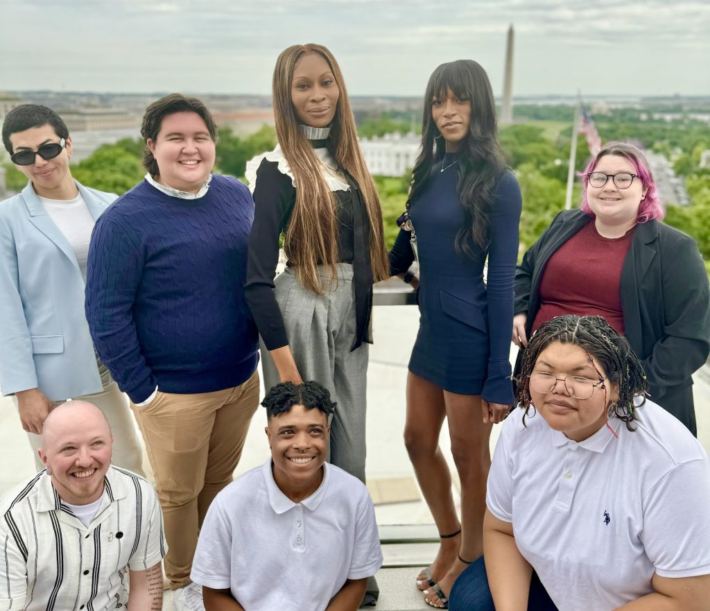Youth with lived experience contributors of the report with actress Dominique Jackson at the report launch event in Washington, D.C.